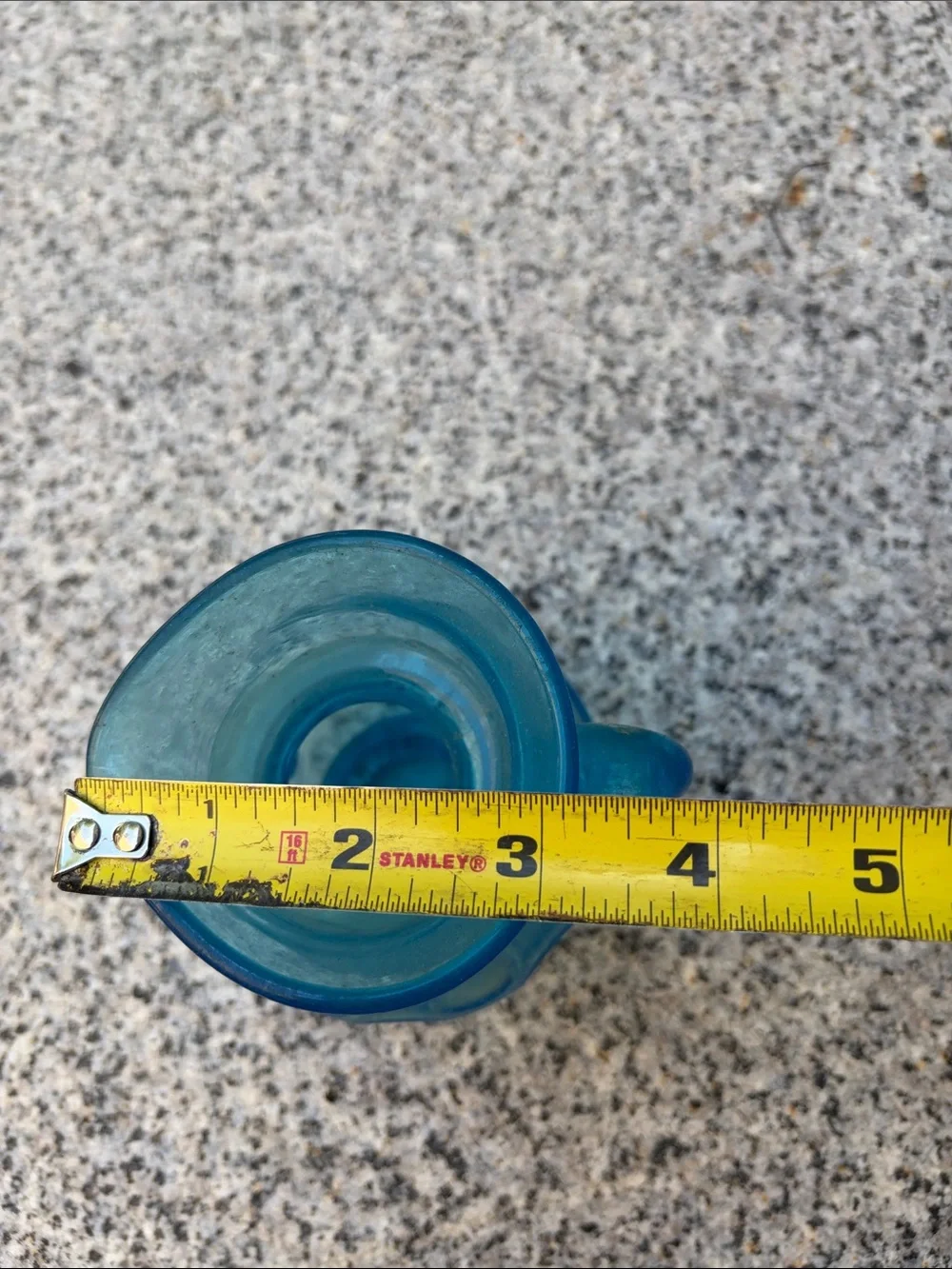 Teal Blue Bubble Glass Pitcher Vase